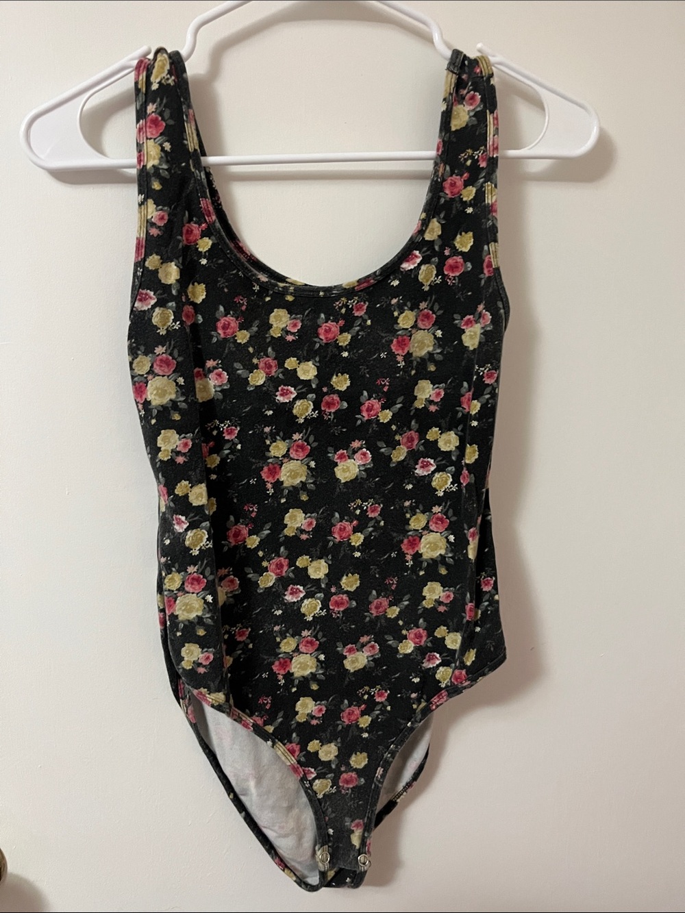 Forever 21 Black Floral Girls One-Piece Bodysuit